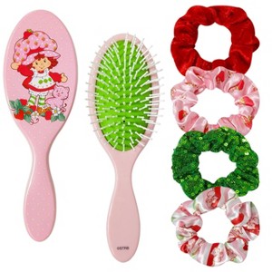 Strawberry Shortcake Hair Brush & 4 Scrunchies for Girls - Strawberry Shortcake Hair Accessory Set - 1 of 4