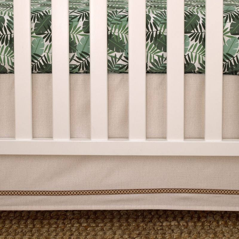 NoJo Jungle Paradise Green and White Palm Leaf 100% Cotton Fitted Crib Sheet, 3 of 5