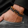 Turandoss 2PCS Natural Tiger Eye Stone Beaded Bracelets for Men Boys, Lava Rock Bracelet Adjustable, Birthday Jewelry Gifts for Men Boys, 8MM Beads - 3 of 4
