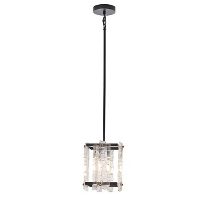 Modern Crystal Pendant Light 4-Light Black Frame Small Chandelier for Kitchen Island Entryway Hallway - 1 of 4