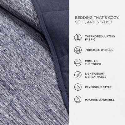 Navy Full/Queen Reversible Cooling Quilt Set