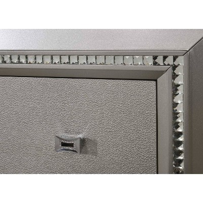 Queen Champagne Faux Leather Upholstered Storage Bed with LED Headboard