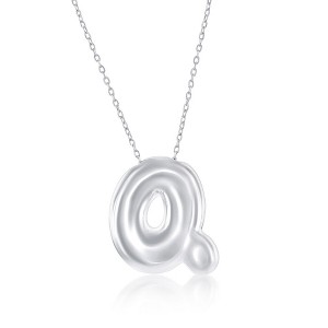 Bella Silver Sterling Silver, Bubble Initial Letter 18" Pendant Necklace - 1 of 2