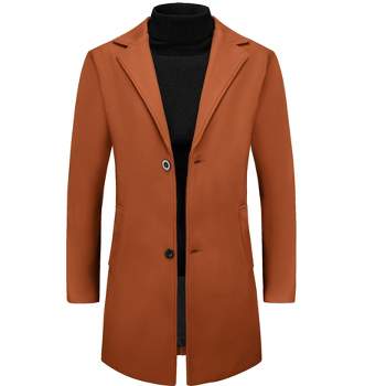 Lars Amadeus Men's Winter Notched Lapel Single Breasted Mid-Length Overcoat