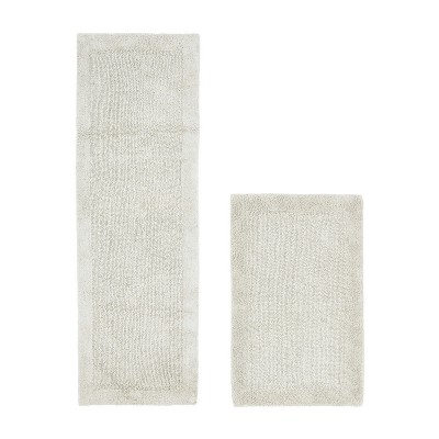 Edge Bath Rug 100% Premium Cotton Ultra-soft Water Absorbent Tufted Solid Reversible 2 Piece Bathroom Rug Set For Machine Washable Bathmat