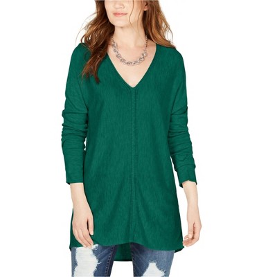 I.N.C International Concepts Womens V-Neck Sweater Tunic Blouse, Green, Medium