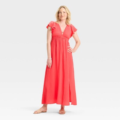 Women's Flutter Short Sleeve Maxi A-Line Dress - A New Day™