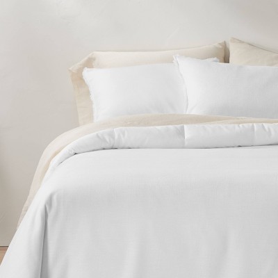 Twin/Twin Extra Long Heavyweight Linen Blend Comforter & Sham Set White - Casaluna™