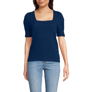 Lands' End Women's Puff Sleeve Mariner Square Neck Top - 1 of 3