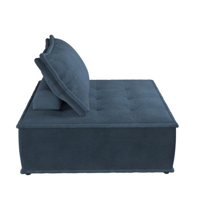 Navy Microfiber Convertible Armless Lounge Chair