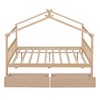 CAVINAS Twin/Full Size House Bed Frame with Drawers,Solid Wood Floor Bed for Kids Room,Bedroom - 3 of 4