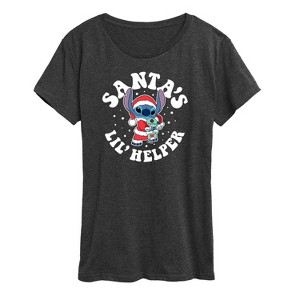 Women's - Lilo and Stitch - Santas Lil Helper Christmas Short Sleeve Graphic T-Shirt - 1 of 4