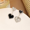 Elegant Black Heart Drop Earrings, Asymmetric Crystal Gift for Valentine's Day & Birthday. - 4 of 4