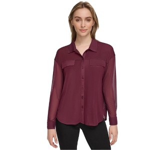 Calvin Klein Womens Mesh Button Up Shirt - 1 of 2