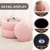 ChicFurnit Ottomans and Benches Storage Ottoman Cylindrical Footstool Foot Rest Round Footstool for Living Room, Pink, 14.96"*14.96"*11.81" - 3 of 4