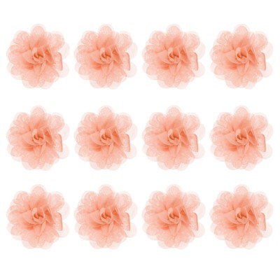 Unique Bargains Mesh Fabric Full Chiffon Flowers for DIY 12 Pcs