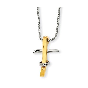 Black Bow Jewelry Stainless Steel and Gold Tone Cross and Snake Chain Necklace - 18 Inch - 1 of 4