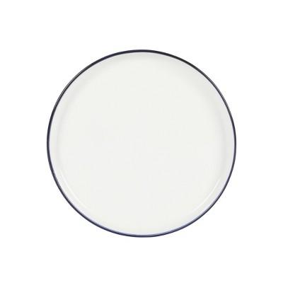 Oslo White Porcelain Dinnerware Set with Blue Rim, Service for 4