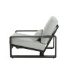 Outdoor Club Chairs for Two, Modern Aluminum Frame Lounge Chairs with Black Arms and Grey Cushions-Maison Boucle - 4 of 4