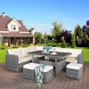 Costway 7 PCS Patio Rattan Dining Set Sectional Sofa Couch Ottoman Garden White\Red\Black - 2 of 4
