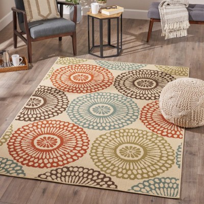 90*63in Outdoor Area Rug, Indoor Pet Multicolor Rectangle Home Chrismas Decor for Living Room Backyard Dining Room Porch Deck