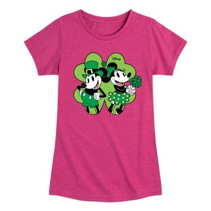 Girls' - Disney - Mickey Minnie Shamrock Fitted Short Sleeve Graphic T-Shirt - 1 of 4