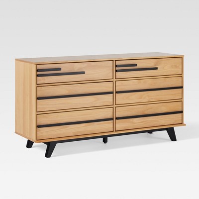Saracina Home Modern 6 Drawer Double Dresser with Long Handles