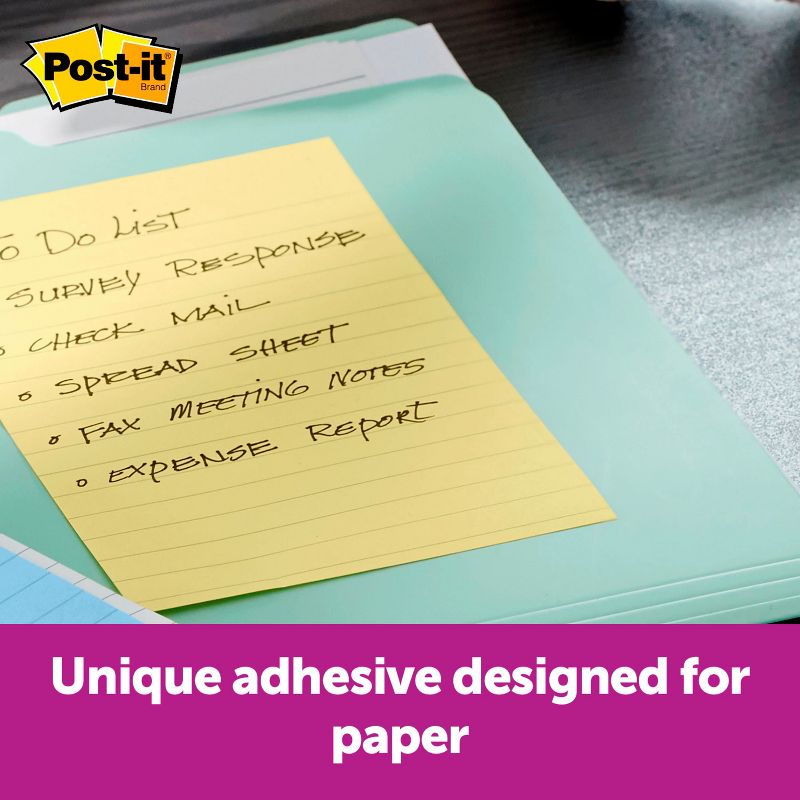 Post-it Notes, Lined, 4 x 6 Inches, Canary Yellow, 5 Pads with 100 Sheets Each, 3 of 4