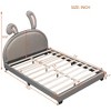 CAVINAS Full Size Platform Bed Modern Wooden Bed Frame with Rabbit Shape Headboard and Upholstered Leather for Bedroom - 3 of 4