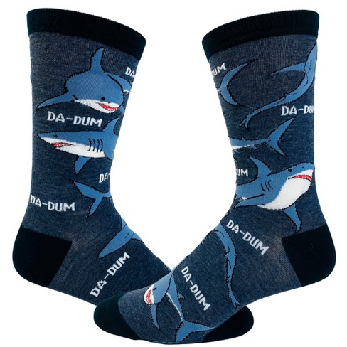 Crazy Dog T-Shirts Men's Shark Da-Dum Socks Funny Shark Movie Theme Song Ocean Beach Vaction Footwear - image 1 of 4