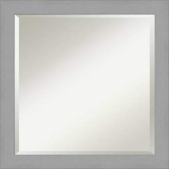 24" x 24" Brushed Nickel Framed Wall Mirror Silver - Amanti Art