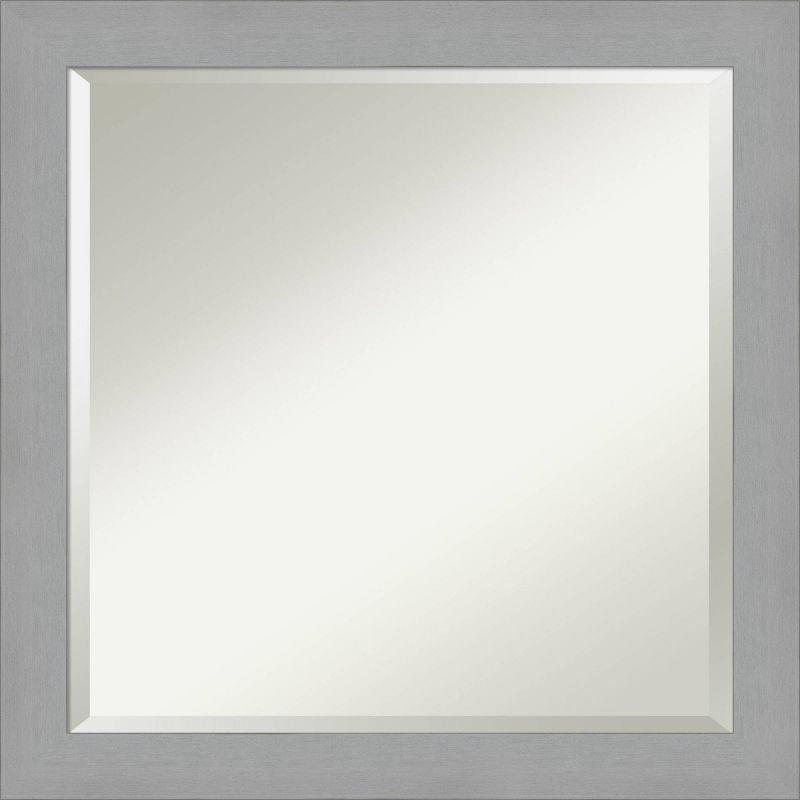 24&#34; x 24&#34; Brushed Nickel Framed Wall Mirror Silver - Amanti Art, 1 of 8