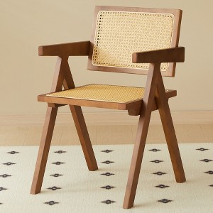 CAVINAS 17.72" Retro Dining Chairs,Set of 2,Rubber Wood Rattan Weaving Chairs for Dining Room,Wooden Accent Chairs,Dining Furniture Chairs - 1 of 4