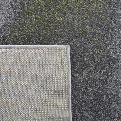 Mid-Century Modern Grey and Green Synthetic Area Rug