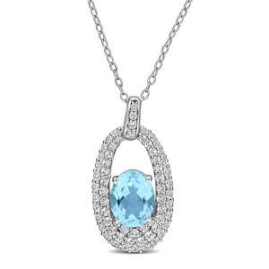 EVERLY JEWELRY | Sterling Silver 3 7/8 CT TGW Sky Blue Topaz White Topaz Fashion Pendant With Chain, 18-inch - 1 of 4