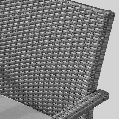 Gray Wicker Outdoor Club Chairs with Cushions, Set of 2