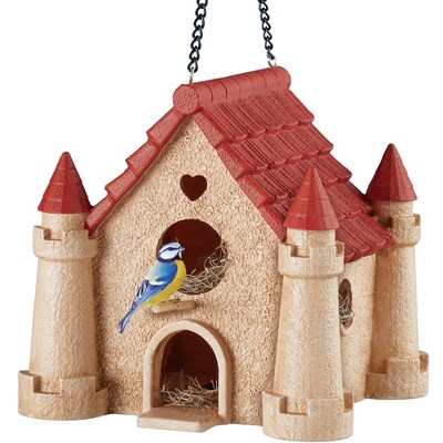 Collections Etc Hand-Painted Sand Castle Hanging Birdhouse Brown