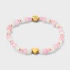 Little Words Project Heart Stacker Beaded Bracelet - Light Rose Quartz - 3 of 4