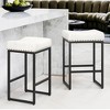 Arceso Counter Height Bar Stools, 24" Square SaddleBarstools Set of 4, Modern Backless FauxLeather Counter Stool for Kitchen lsland Counter, Home Bar - 4 of 4