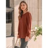 Women's Long Sleeve Pleated Blouse Top Business Casual Crewneck Shirt Smocked Ruffled Cuffs Tunic - 3 of 4