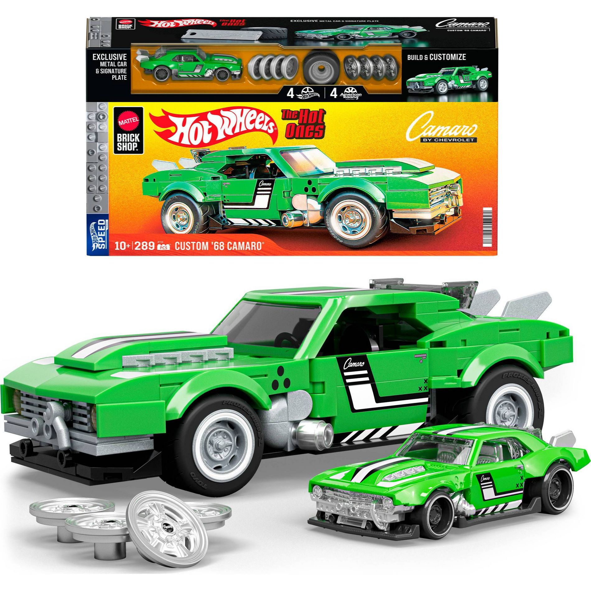 Mattel Brick Shop Hot Wheels Custom 68 Camaro Building Toy Kit for Collectors - 289pc