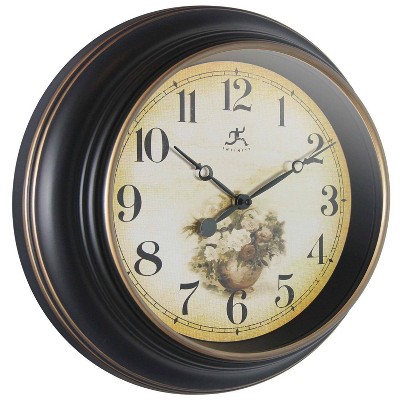 Botanic Antique Style Black and Gold 15.75" Wall Clock