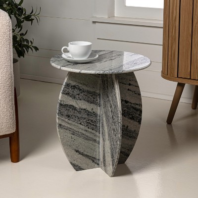 JONATHAN Y Venus 17.5" Contemporary Natural Marble Handmade X-Shaped End Table
