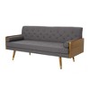 Adelaide Mid-Century Modern Tufted Sofa with Rolled Accent Pillows, Gold-Tipped Rubberwood Legs & Diamond Stitching - 4 of 4