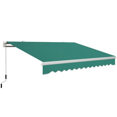 Outsunny Manual Retractable Awning Sun Shade Shelter for Patio Deck Yard with UV Protection and Easy Crank Opening