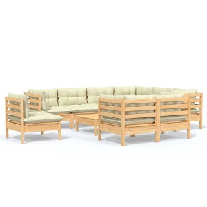 vidaXL Garden Lounge Set Cream, Natural Wood - 1 of 4