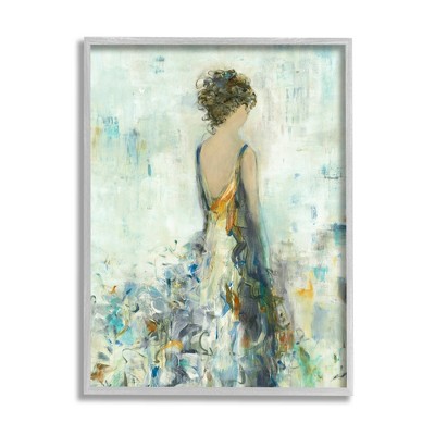 Stupell Industries Abstract Woman Floral Dress Framed Giclee