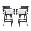 Set of 2 Outdoor Swivel Bar Chairs, Black Aluminum Frame with 360° Rotation, Backrest, Armrests, and Sunbrella Cushions – Cuddlewood - 3 of 4