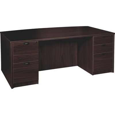  Lorell Double-pedestal Bowfront Desk F/F B/B/F 72"x42"x29" ES PD4272DPES 