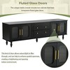 69.6" Retro TV Stand with Fluted Glass Doors, 2 Drawers and Gourd-Shaped Legs for Living Room or Entryway - 3 of 4